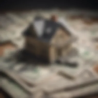 A house key on a stack of cash symbolizing a cash purchase