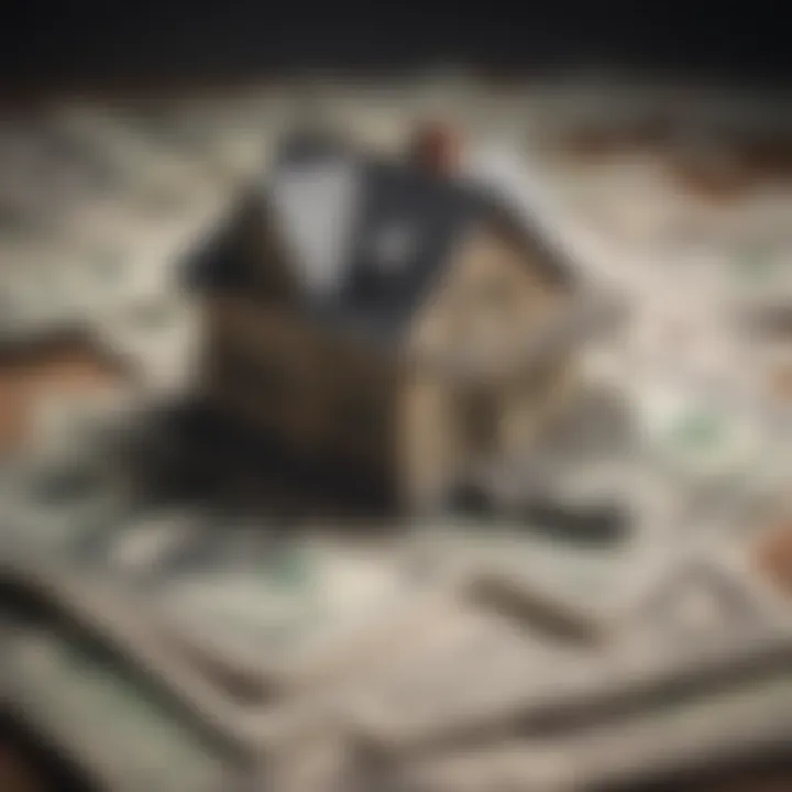 A house key on a stack of cash symbolizing a cash purchase