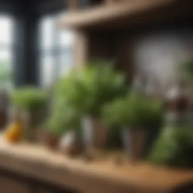 Aromatic Harmony: Fresh Herbs and Spices Fresh herbs and spices neatly arranged on a shelf