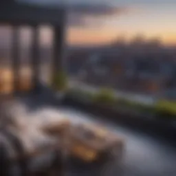 Luxurious penthouse terrace with city views