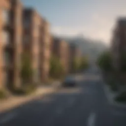 A cityscape illustrating diverse rental neighborhoods