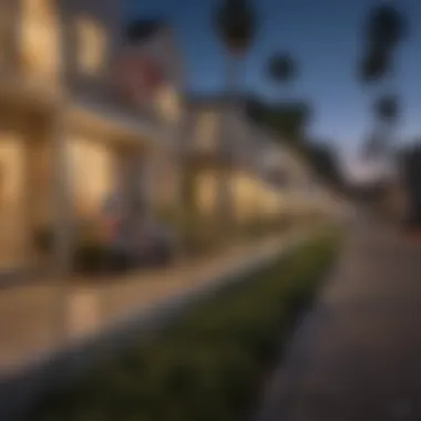 A busy San Diego street with 'For Rent' signs