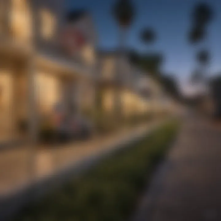 A busy San Diego street with 'For Rent' signs