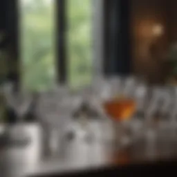 Elegant arrangement of different glass types on a dining table
