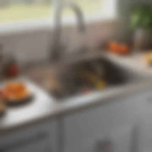 A modern kitchen sink featuring a built-in garbage disposal.
