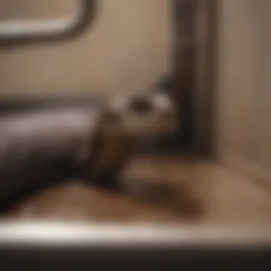 Close-up of a plumbing snake in a drain