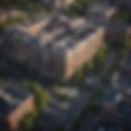 Aerial view of Washington DC showcasing apartment buildings