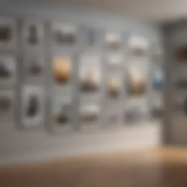 Gallery wall showcasing various styles and sizes of art