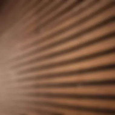 Close-up of wooden blinds showcasing their texture